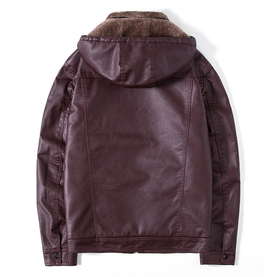 Herren modische Kunstlederjacke mit warmem Innenfutter EB
