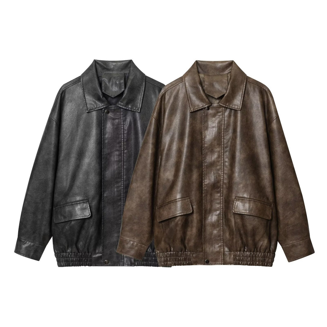 Damen elegante Kunstlederjacke EB