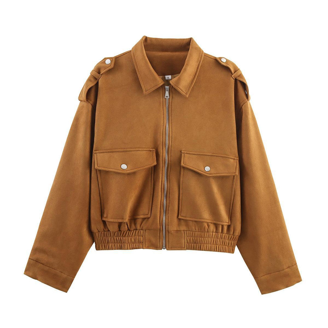 Damen lässige Utility-Jacke mit robustem Reißverschluss und großen aufgesetzten Taschen EB