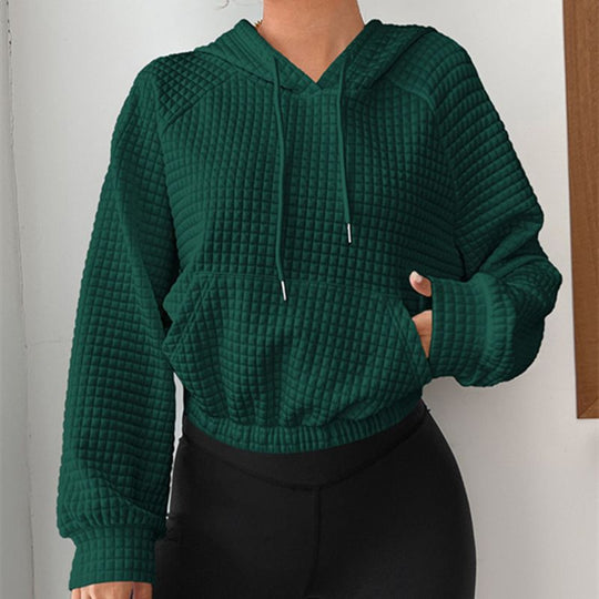 Damen modischer cropped Hoodie mit strukturierter Oberfläche EB