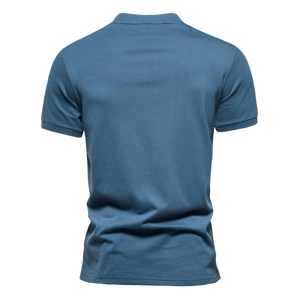Herren Kurzarm Henley-T-Shirt mit modernem Reißverschluss und hochwertiger Baumwollmischung EB