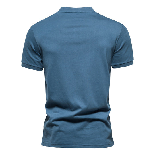 Herren Kurzarm Henley-T-Shirt mit modernem Reißverschluss und hochwertiger Baumwollmischung EB