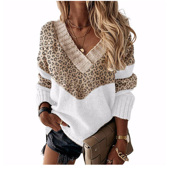 Damen nan V-Ausschnitt Strickpullover mit Chevron-Muster und Oversize-Schnitt EB