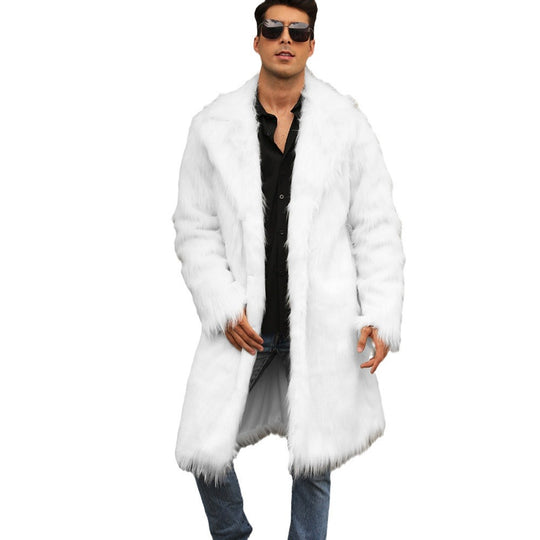 Herren Luxuriöser Plüschmantel mit breitem Revers und enganliegendem Schnitt EB