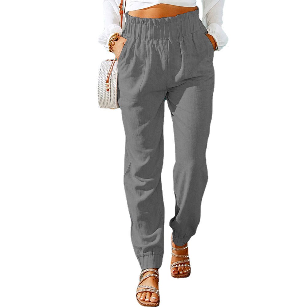 Damen Komfortable Chino-Hose mit elastischem Bund und praktischen Taschen EB