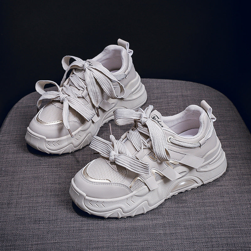 Damen Sportliche Chunky Sneakers mit atmungsaktivem Obermaterial und modischer Schnürung EB