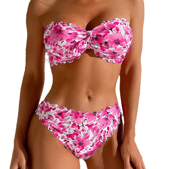 Damen Bustier-Bikini-Set mit floralen Rüschendetails EB