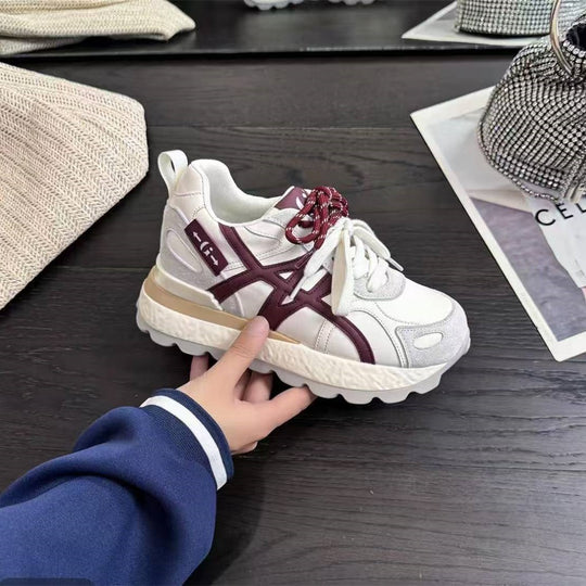 Damen Sportliche Chunky Sneakers mit rutschfester Sohle und atmungsaktiver Obermaterialstruktur EB
