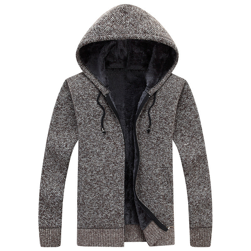 Herren bequeme Fleece-Jacke mit Kapuze und weichem Innenfutter EB
