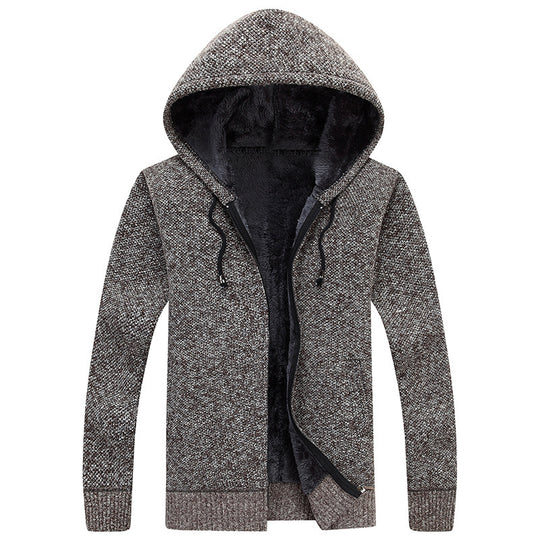 Herren bequeme Fleece-Jacke mit Kapuze und weichem Innenfutter EB