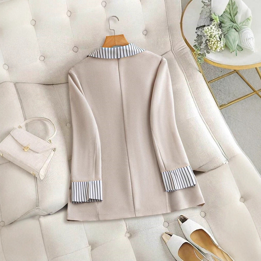 Damen elegante Leinenblazerjacke mit lässigem Schnitt EB