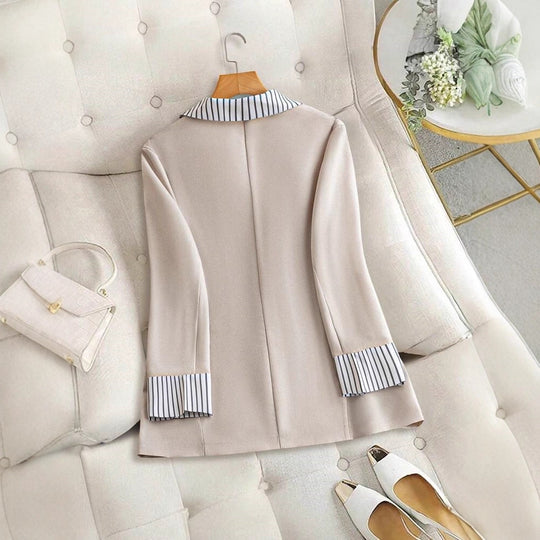 Damen elegante Leinenblazerjacke mit lässigem Schnitt EB