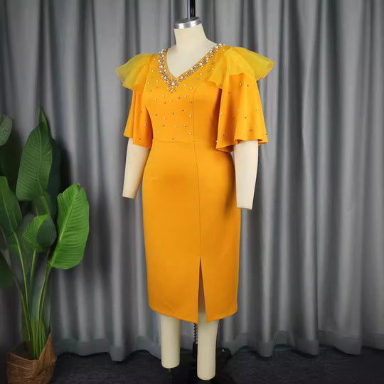 Damen Elegantes Cocktailkleid mit funkelnden Applikationen EB