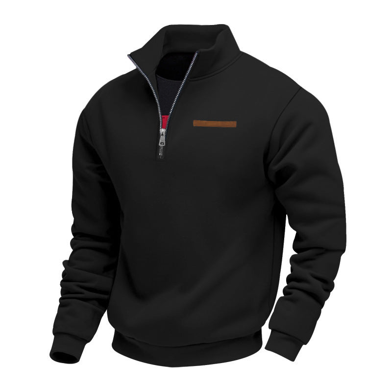 Herren nan Halbzip-Sweatshirt aus schwerem Fleece mit Stehkragen und verdeckter Brusttasche EB