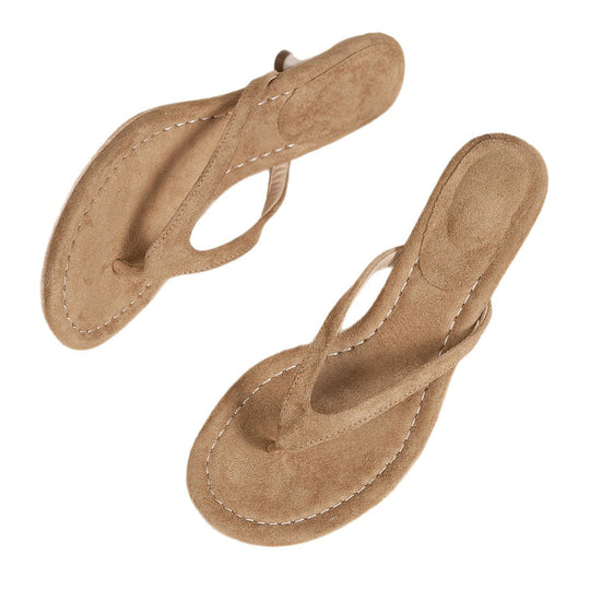 Damen elegante Zehentrenner-Sandalen mit geschwungenem Fersenriemen und komfortablem Fußbett EB