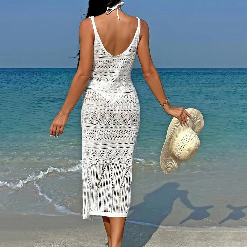 Damen lässiges Häkel-Strandkleid EB