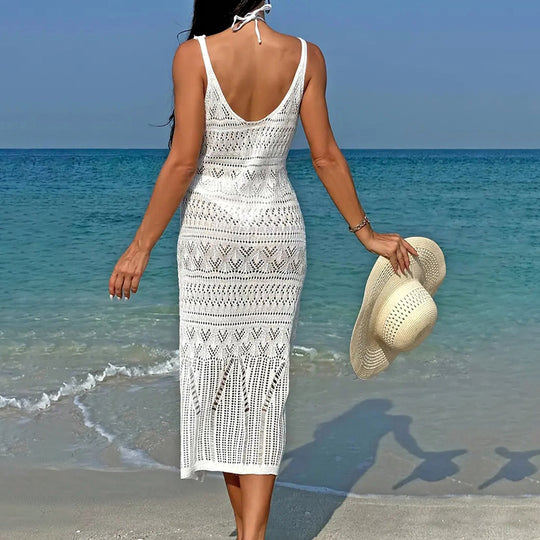Damen lässiges Häkel-Strandkleid EB