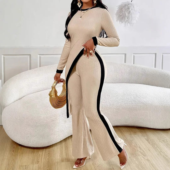 Damen Lässiger Jumpsuit mit seitlichen Kontraststreifen und elegantem Schnitt EB