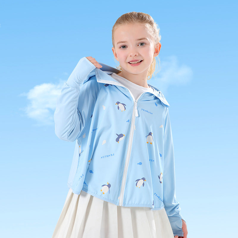 Unisex nan leichte UPF Sonnenschutz Kapuzenjacke für Kinder mit Daumenlöchern und planetarischem Druck EB