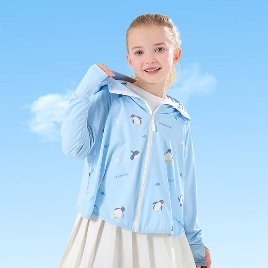 Unisex nan leichte UPF Sonnenschutz Kapuzenjacke für Kinder mit Daumenlöchern und planetarischem Druck EB