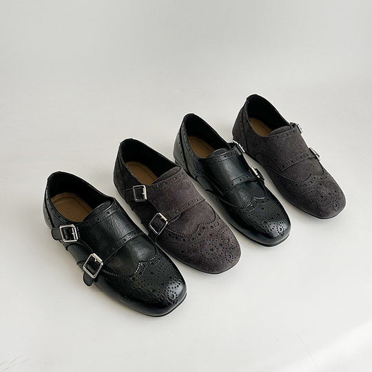 Damen elegante Schnürschuhe mit doppeltem Riemen und dekorativer Broguierung EB