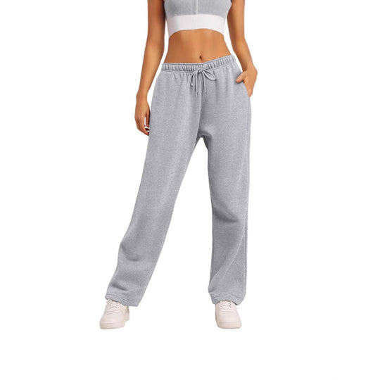 Damen nan weite High‑Waist Loungewear‑Jogginghose mit elastischem Bund Kordelzug und Seitentaschen EB