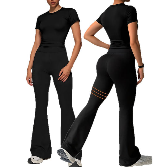 Damen Sportliches Set mit cropped Oberteil und flared Leggings EB