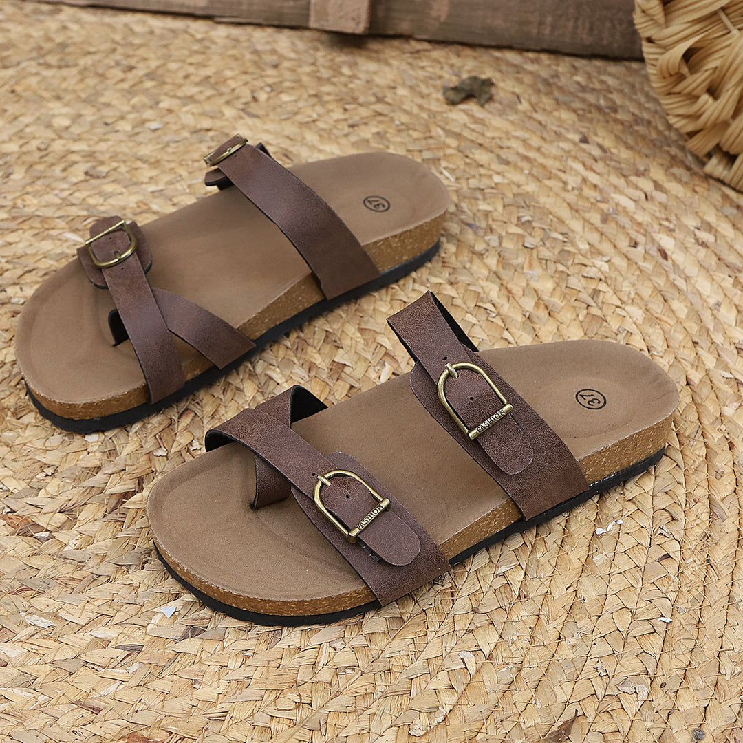 Damen Komfortable Birkentyp Sandalen mit modischen Schnallen EB