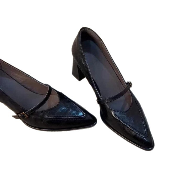 Damen elegante Mary Jane Pumps mit modischem Riemchen und komfortablem Blockabsatz EB