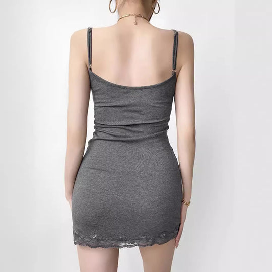 Damen Spitzen Unterkleid EB