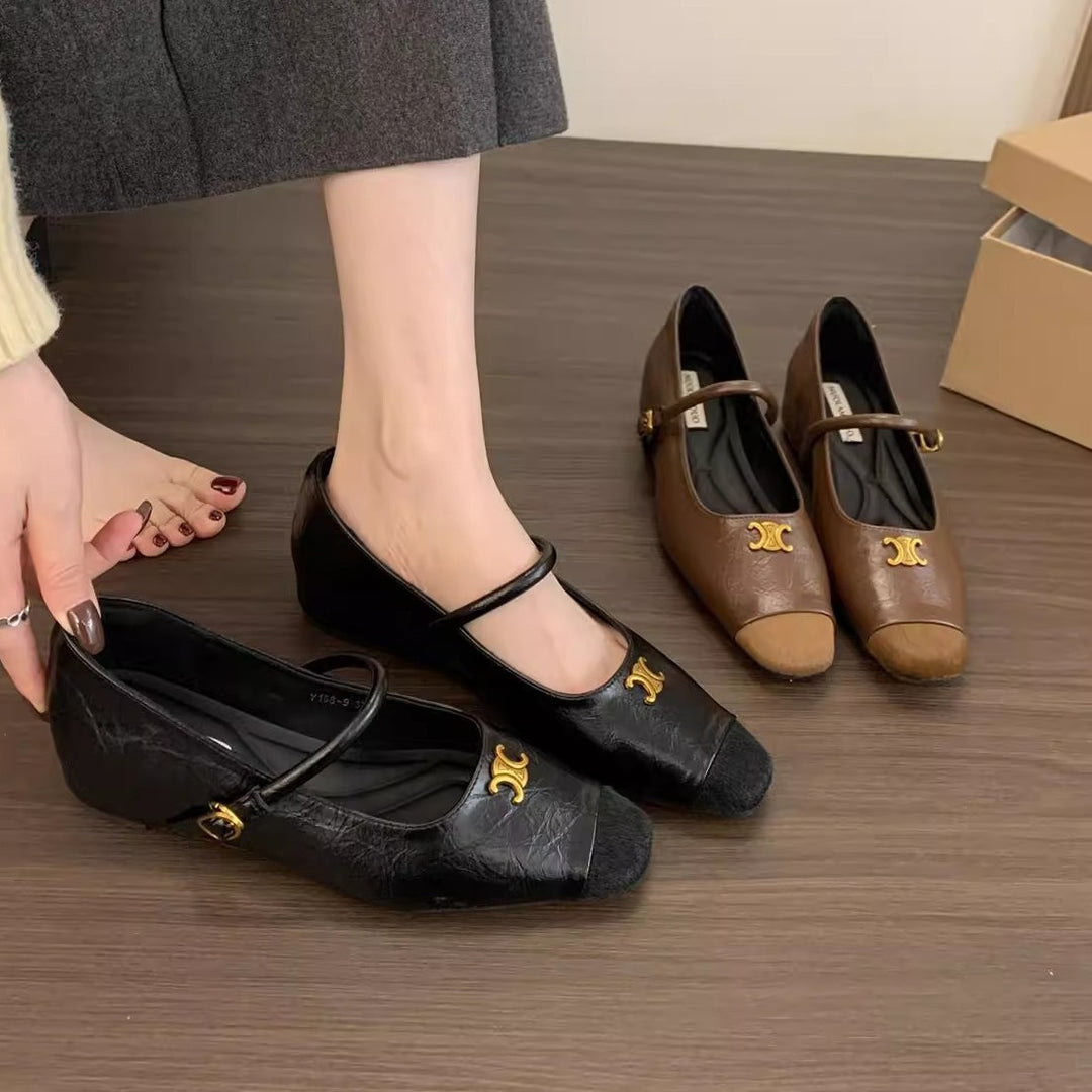 Damen Ballerinas mit dekorativer Schnallen-Applikation und elegantem Schnitt EB