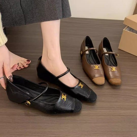 Damen Ballerinas mit dekorativer Schnallen-Applikation und elegantem Schnitt EB