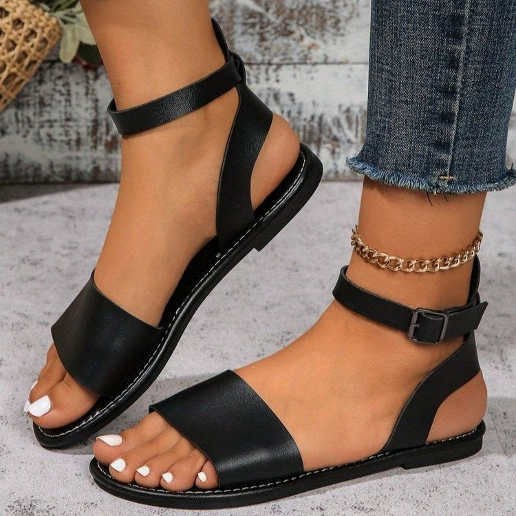 Damen elegante Riemchen-Sandalen mit verstellbarem Riemendesign EB