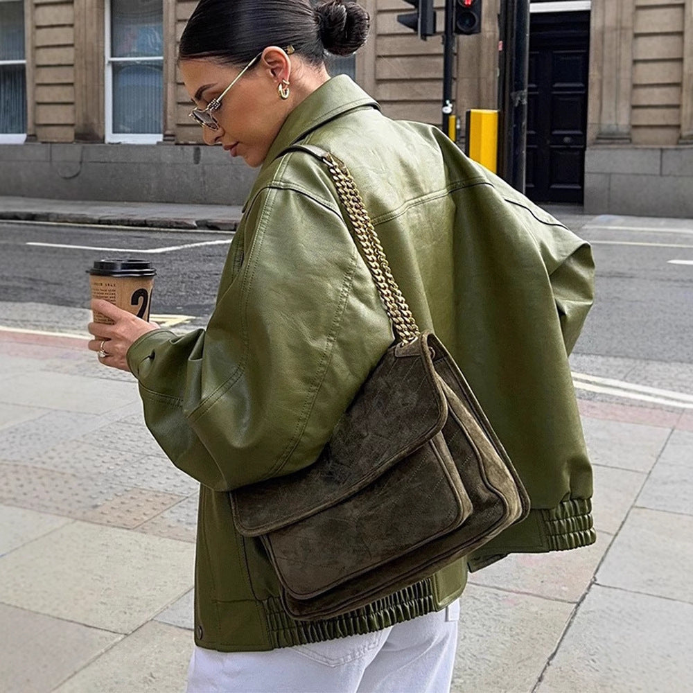 Damen Lässige Übergangsjacke mit voluminösen Ärmeln EB