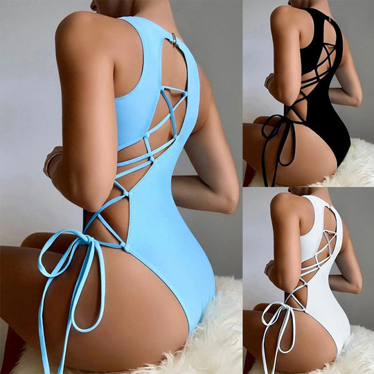 Damen Einteiler Badeanzug mit raffiniertem Rückendesign EB