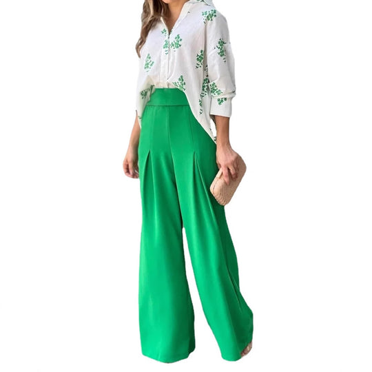 Damen High-Waist Palazzo-Hose aus fließendem Stoff EB