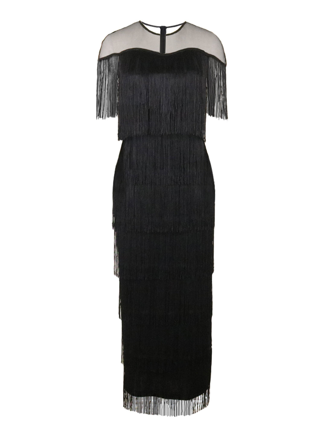 Damen Maxikleid mit Fransen EB