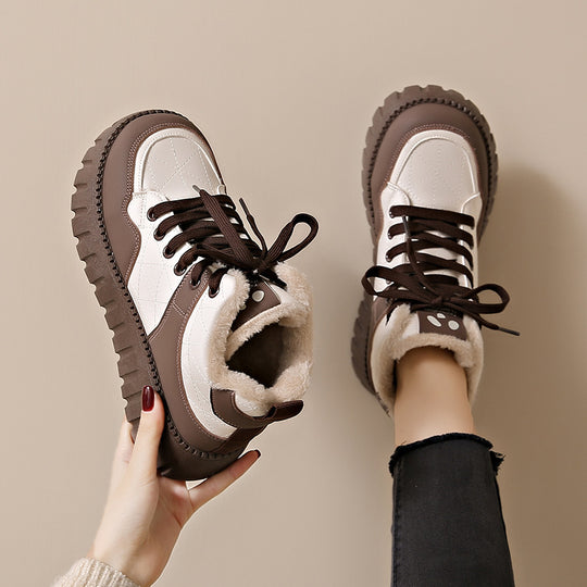 Damen Warmfutter Sneakers mit dickem Plateau EB