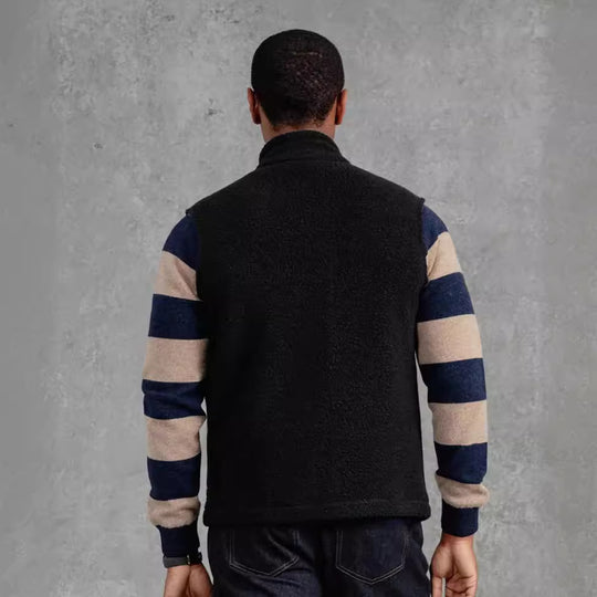 Herren modische Fleecejacke mit strukturiertem Kragen und praktischen Taschen EB