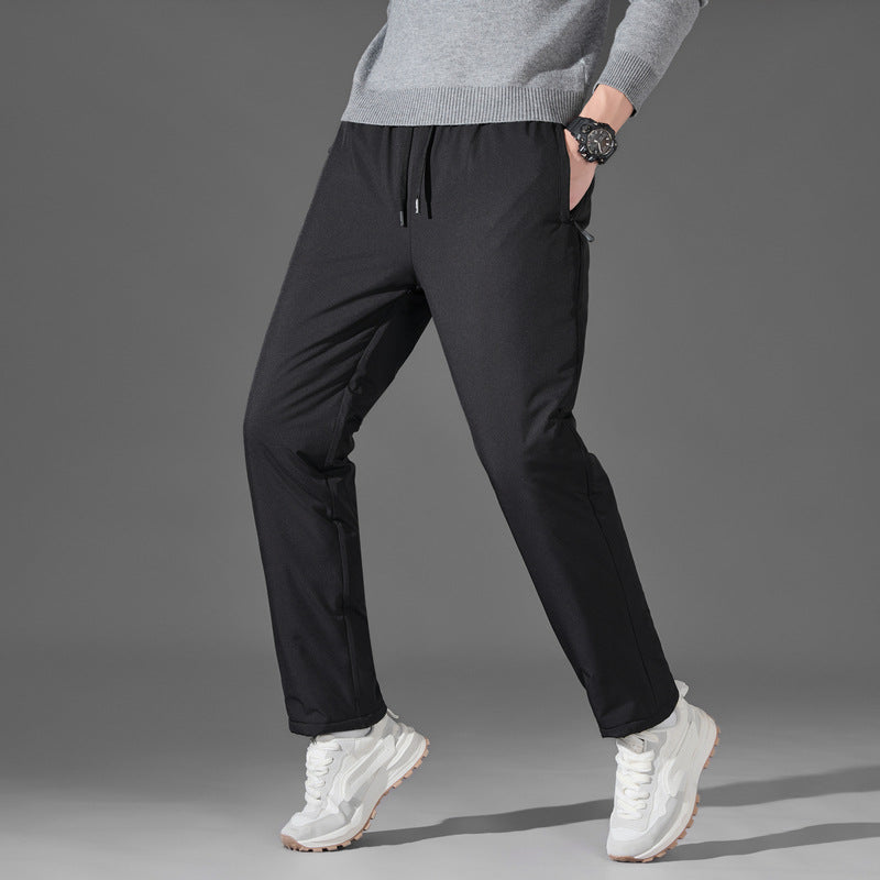 Herren leichte Travel-Jogginghose mit elastischem Bund, Kordelzug, verdeckten Reißverschlusstaschen und geradem Bein EB