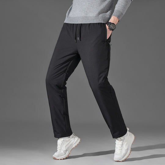 Herren leichte Travel-Jogginghose mit elastischem Bund, Kordelzug, verdeckten Reißverschlusstaschen und geradem Bein EB