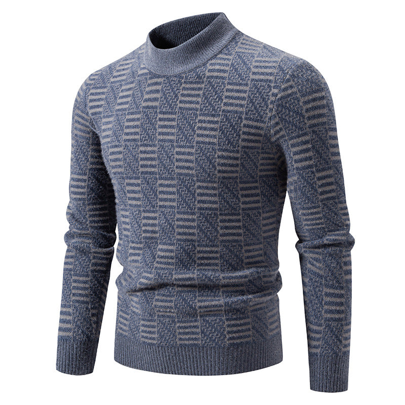 Herren Strickpullover mit strukturiertem Design und hohem Kragen EB