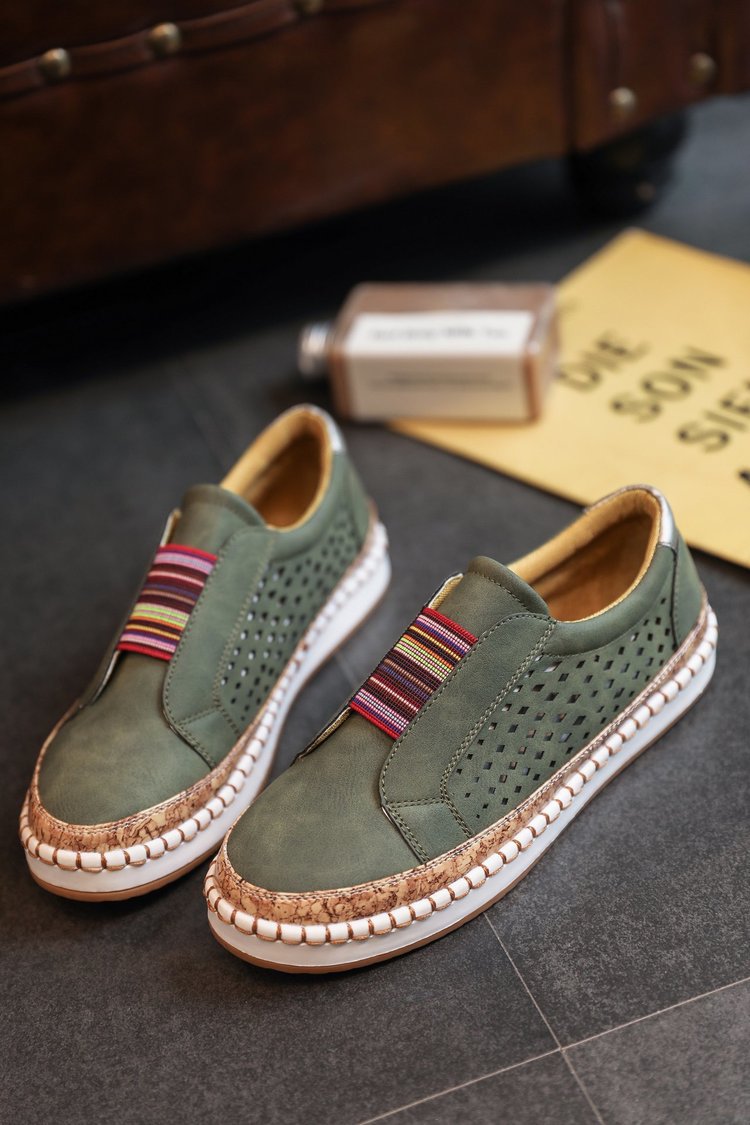 Damen Slip-On Sneakers mit atmungsaktivem Obermaterial und Jute-Detail EB
