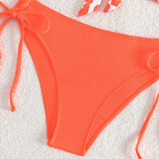 Damen Triangel-Bikini mit modischem Tiermotiv und verstellbaren Schnüren EB