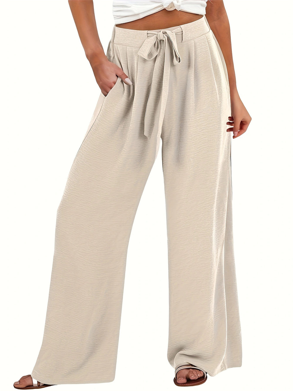 Damen Leichte und luftige Palazzohose mit seitlichen Taschen EB