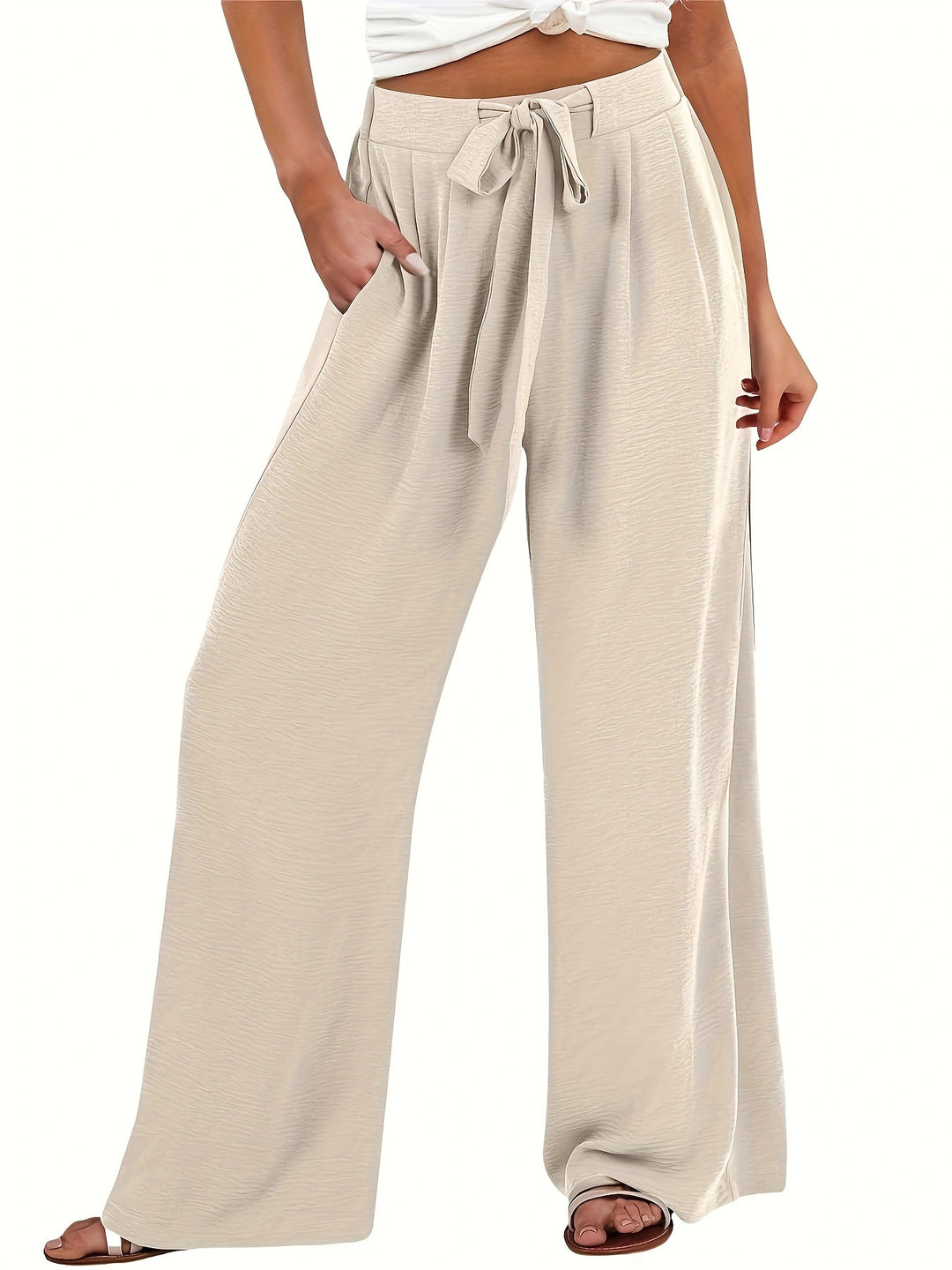 Damen Leichte und luftige Palazzohose mit seitlichen Taschen EB