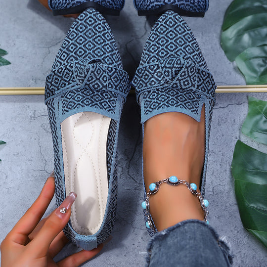 Damen  gewebte spitze Slipper mit dekorativer Schleife und gepolstertem Komfortfußbett EB