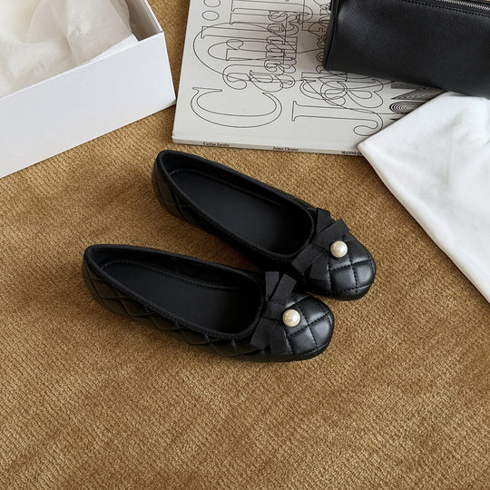 Damen Ballerinas mit dekorativem Riemchen und Perlenapplikation EB