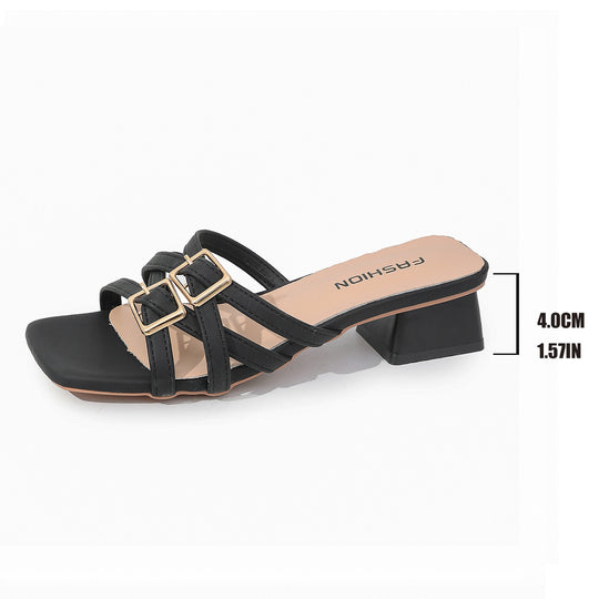 Damen Komfortable Blockabsatz-Sandaletten mit elegantem Riemchen-Design EB
