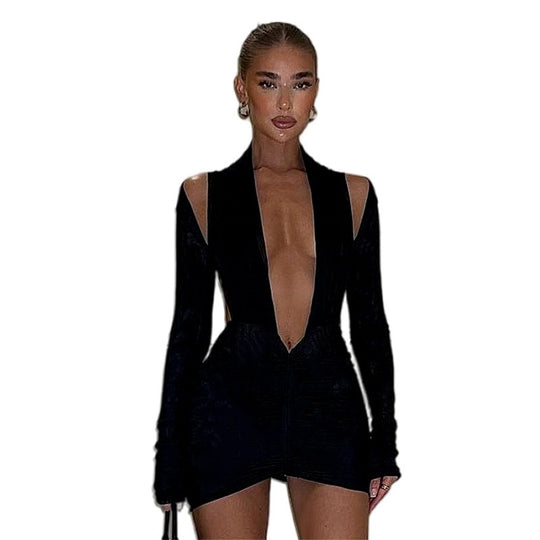 Damen Wickelkleid mit tiefem V-Ausschnitt und Raffungen EB